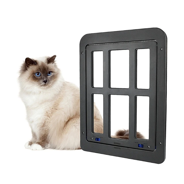 Puerta para gatos, puerta impermeable para mascotas con cerradura giratoria  de 4 vías para gatos, perros pequeños, fácil de instalar y usar, versión  mejorada YONGSHENG 8390606206688
