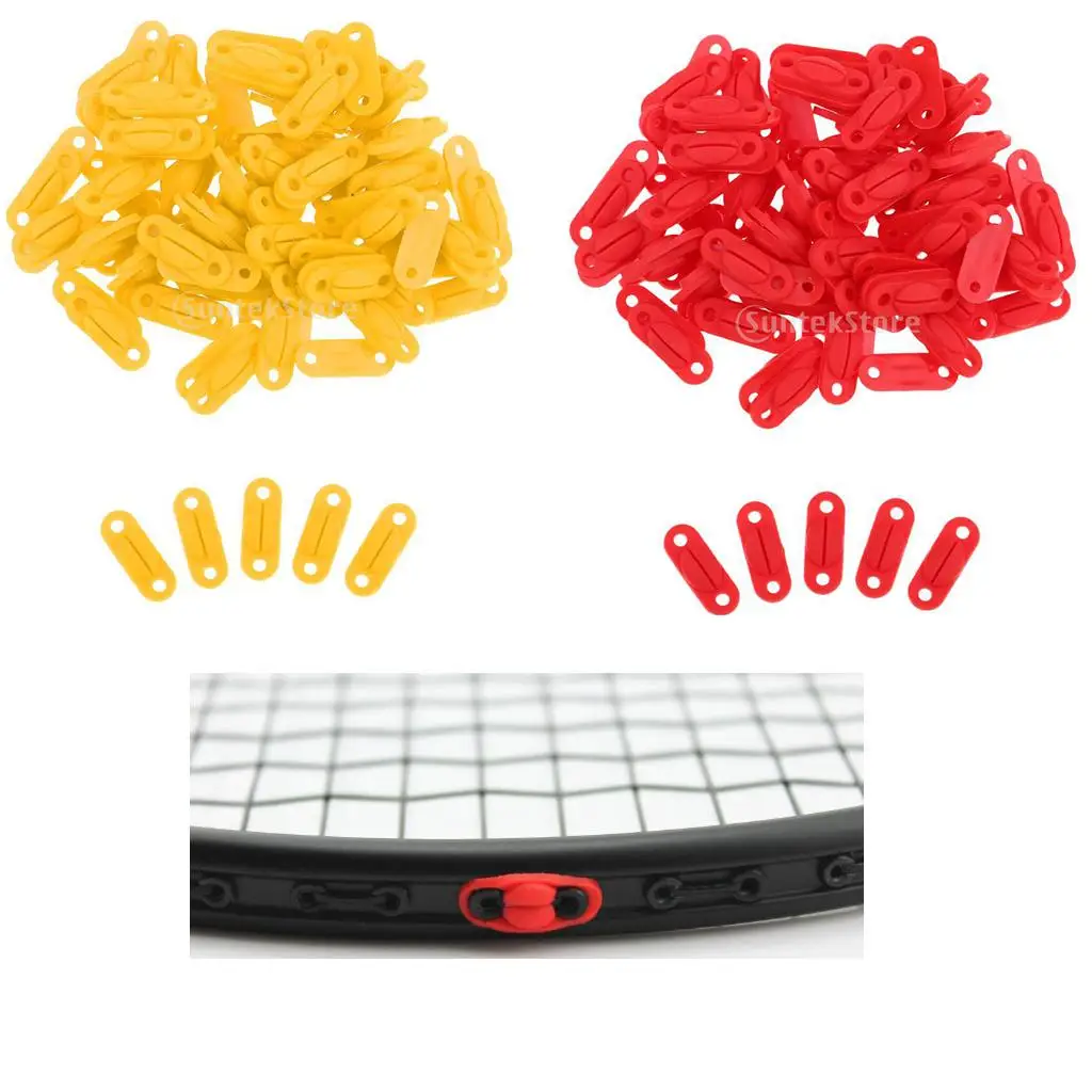 Silicone Yellow and Red Badminton Racket Frame Eyelets Protector Replacement 100pcs/Bag