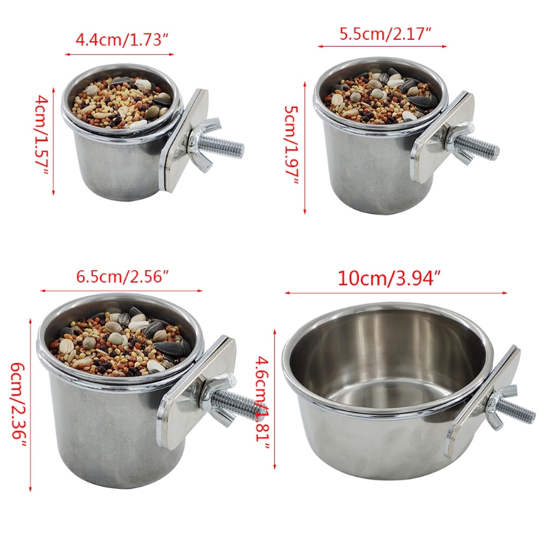 Title 6, Stainless Steel Cup Birds Foods Dish Water Cage...