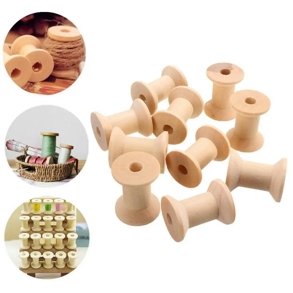 100Pcs Wooden Empty Thread Spools DIY Roller Natural Color Sewing Craft Set 100Pcs Wooden Empty Thread Spools DIY Roller Natural Color Sewing Craft Set