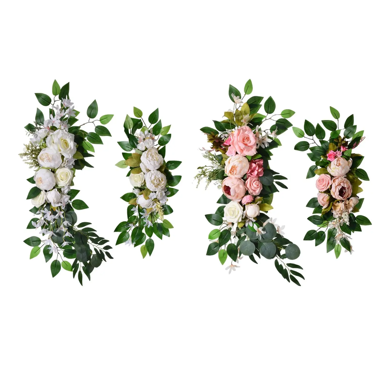 2Pcs Wedding Arch Flower Centerpiece Green Leaves Garland Artificial Flower Swag for Wall Wedding Background Home Holiday Arbor