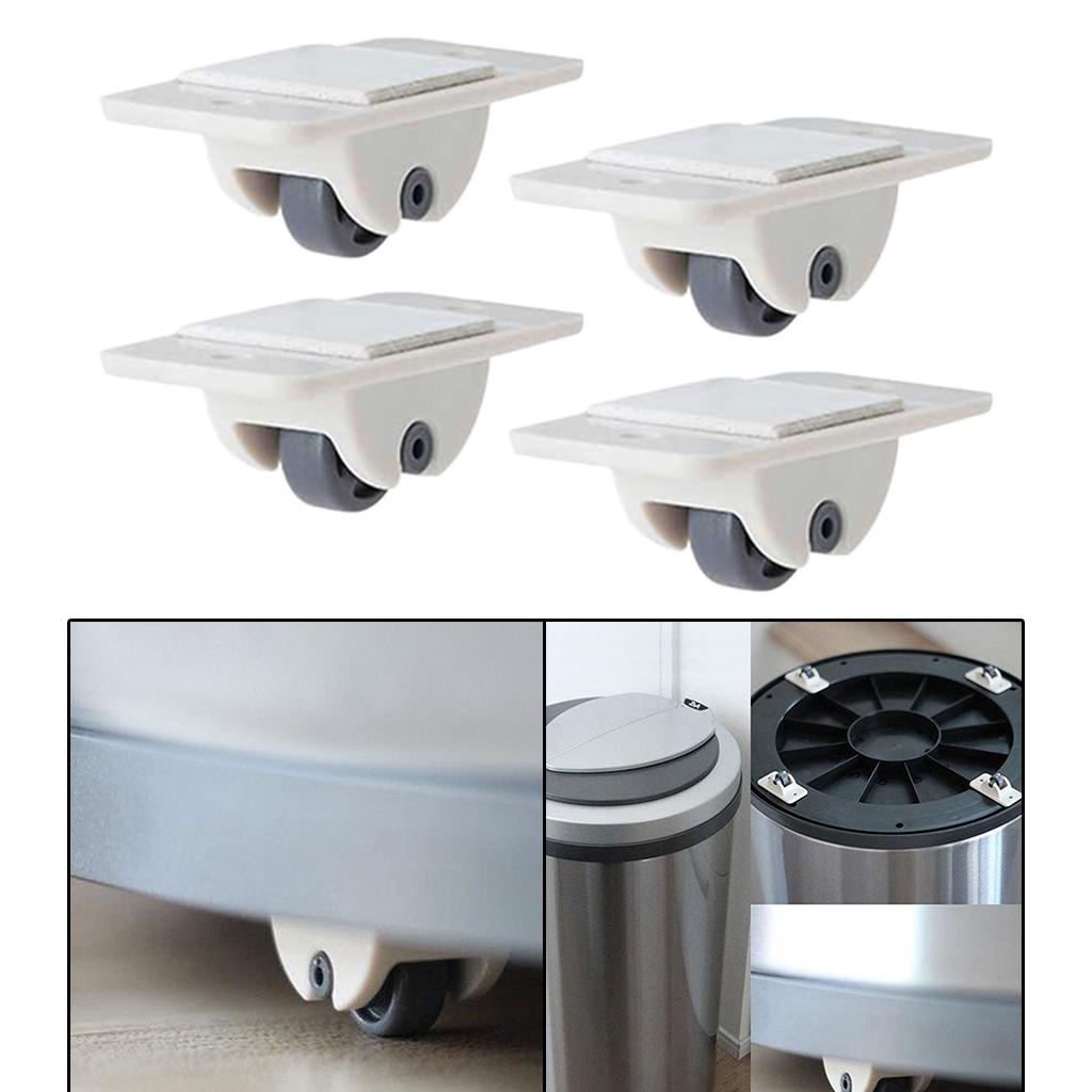 4PCS Self Adhesive Swivel Casters Universal Drawer Trash Can Wheel Roller