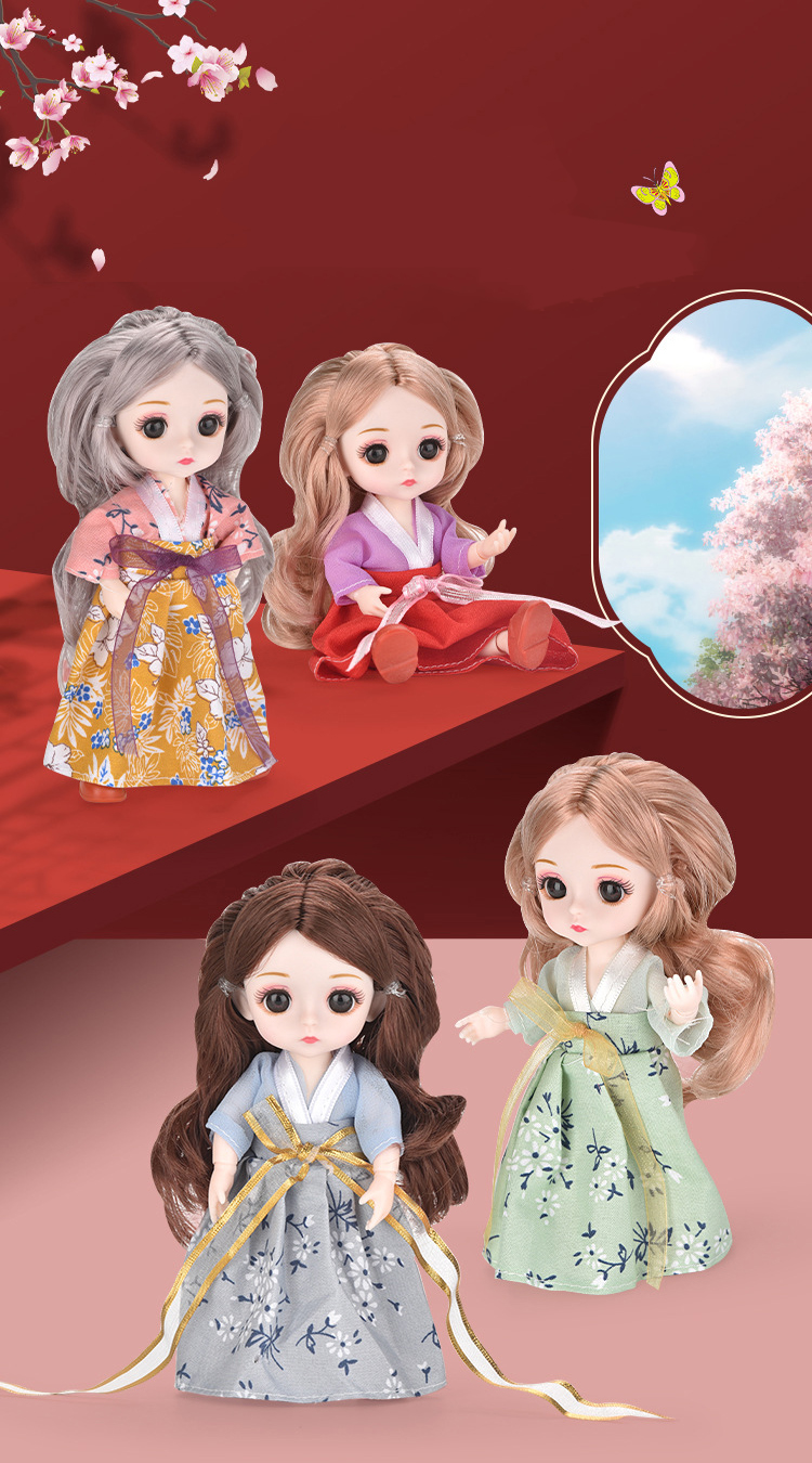 Retro Bjd Doll Accessories Chinese Style Decoration Props Screen Group Fan Flute Guzheng Musical Instrument Childrens Toy Gift