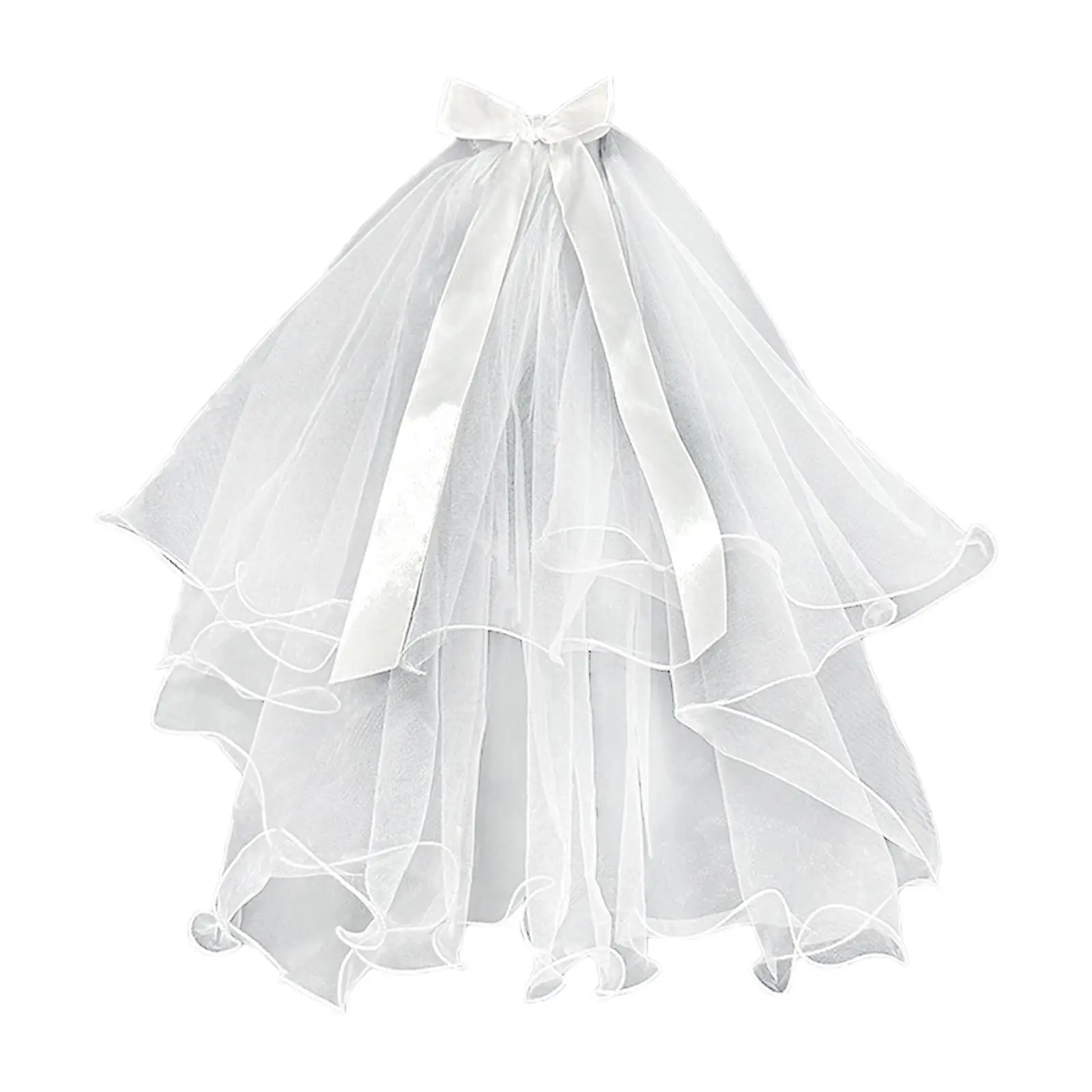 Bridal Hair Bow Veil Versatile White Princess Veil for Stage Performance Party Supplies Engagement Festivals Costume Accessories