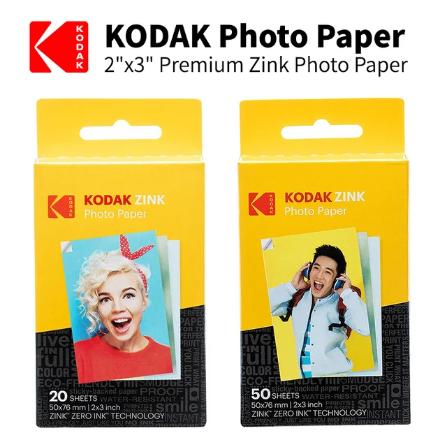 Kodak PRINTOMATIC Digital Instant Print Camera (Yellow) with Kodak 2ʺx3ʺ  Premium ZINK Photo Paper (50 Sheets)