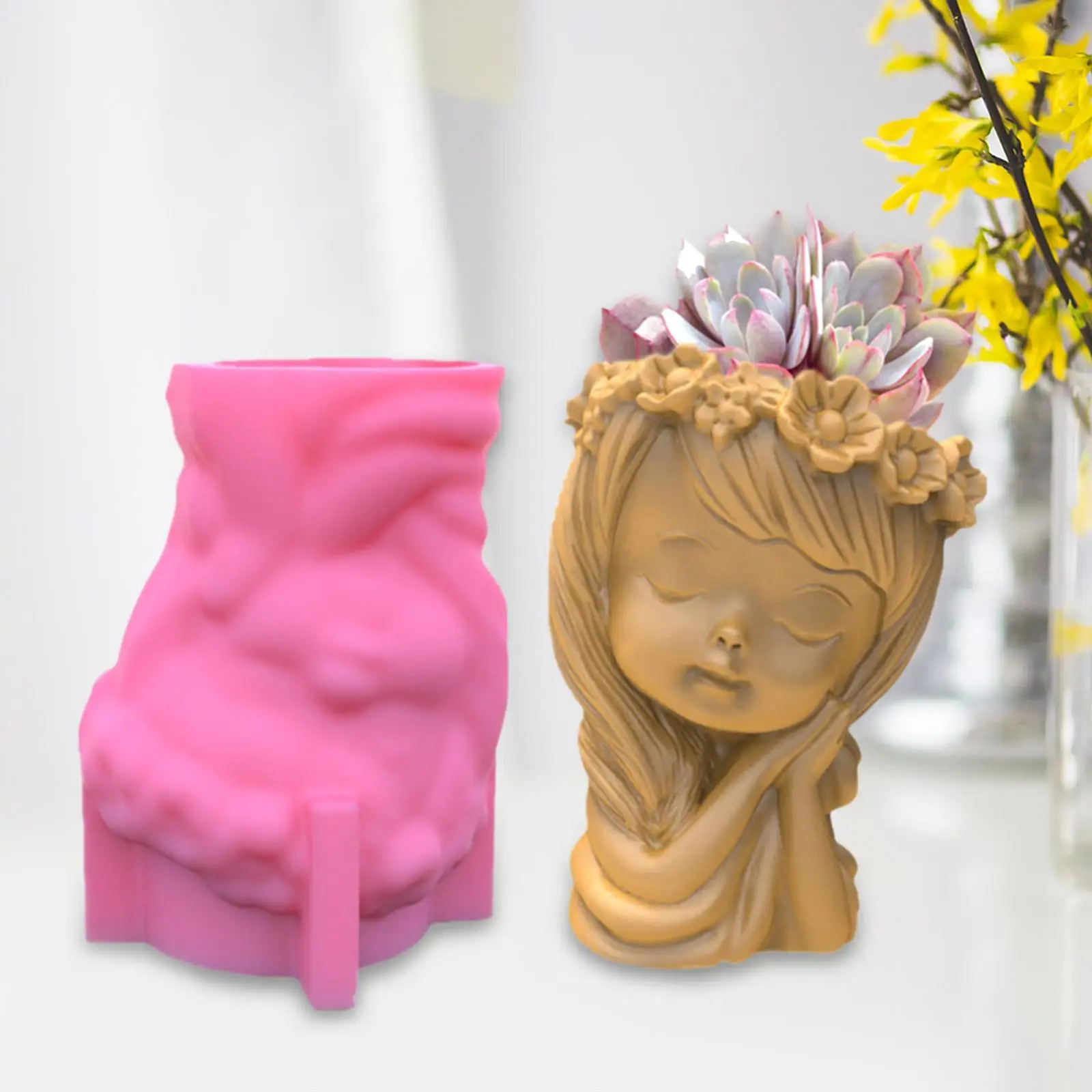3D Silicone Mold Resin Casting Flower Pot Mould DIY Concrete Vase Pen Holder