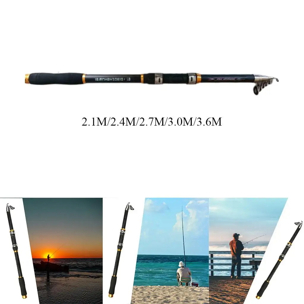 Retractable Portable Super Hard Fishing Rod 2.1m/2.4m/2.7m/3.0m/3.6m Large Fish Rod Outdoor Telescopic Sea Fishing Pole