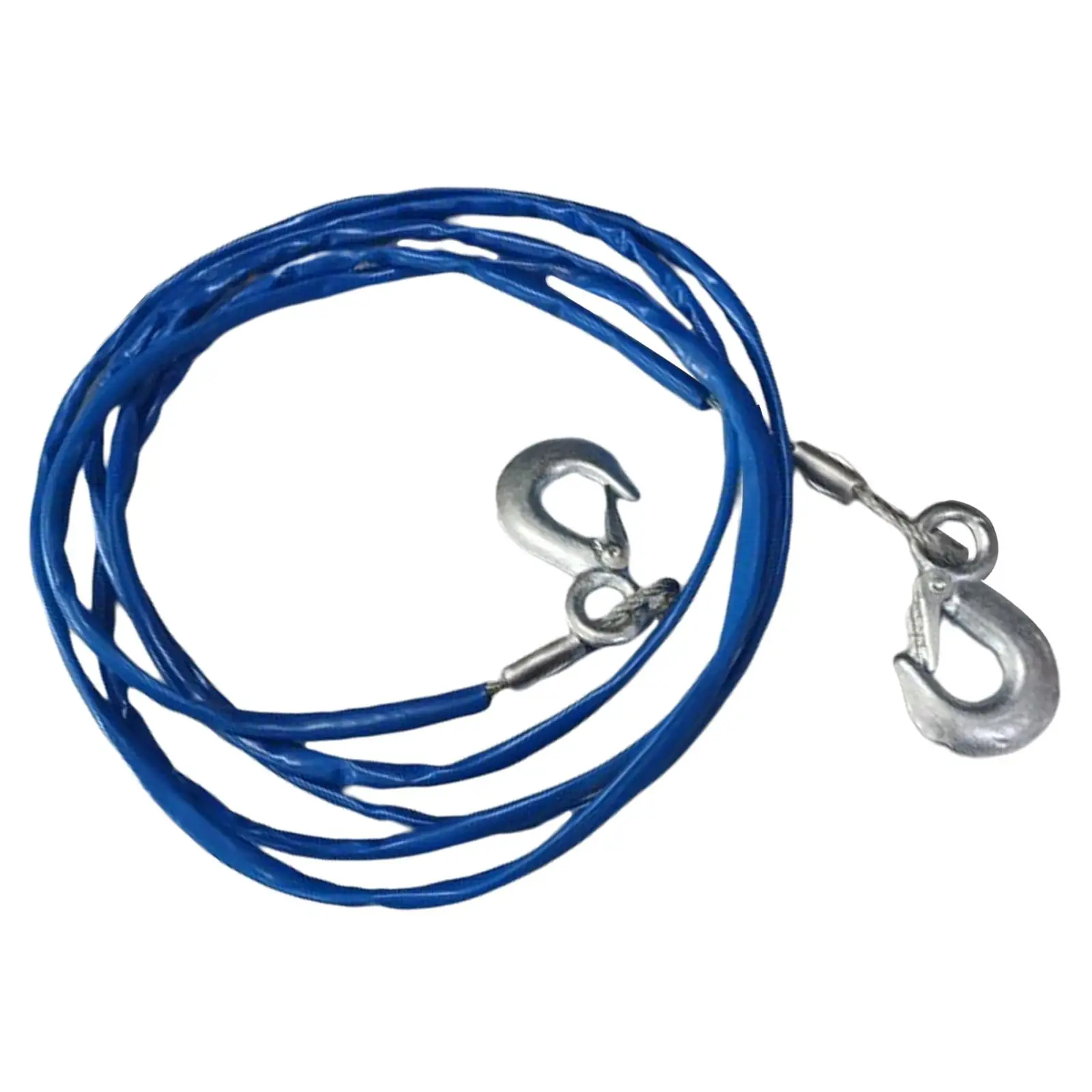 Blue Rubber Coated Tow Recovery Hook Rope 5 Ton 4Meter Heavy Duty Steel Wire Cable for Car