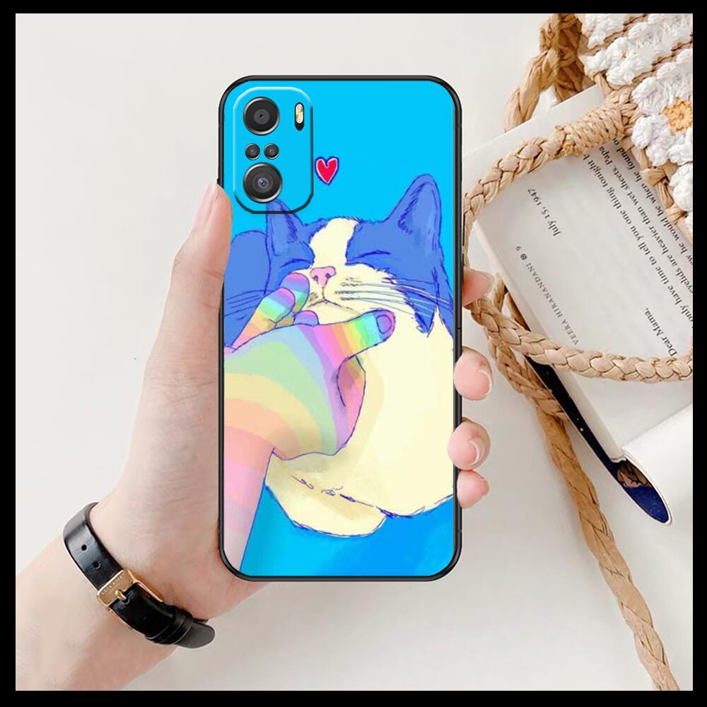 Cat Cartoon female Phone Case For xiaomi redmi 11 Lite pro Ultra 10 9 8 MIX  4 FOLD 10T Black Cover Silicone Back Prett | AliExpress