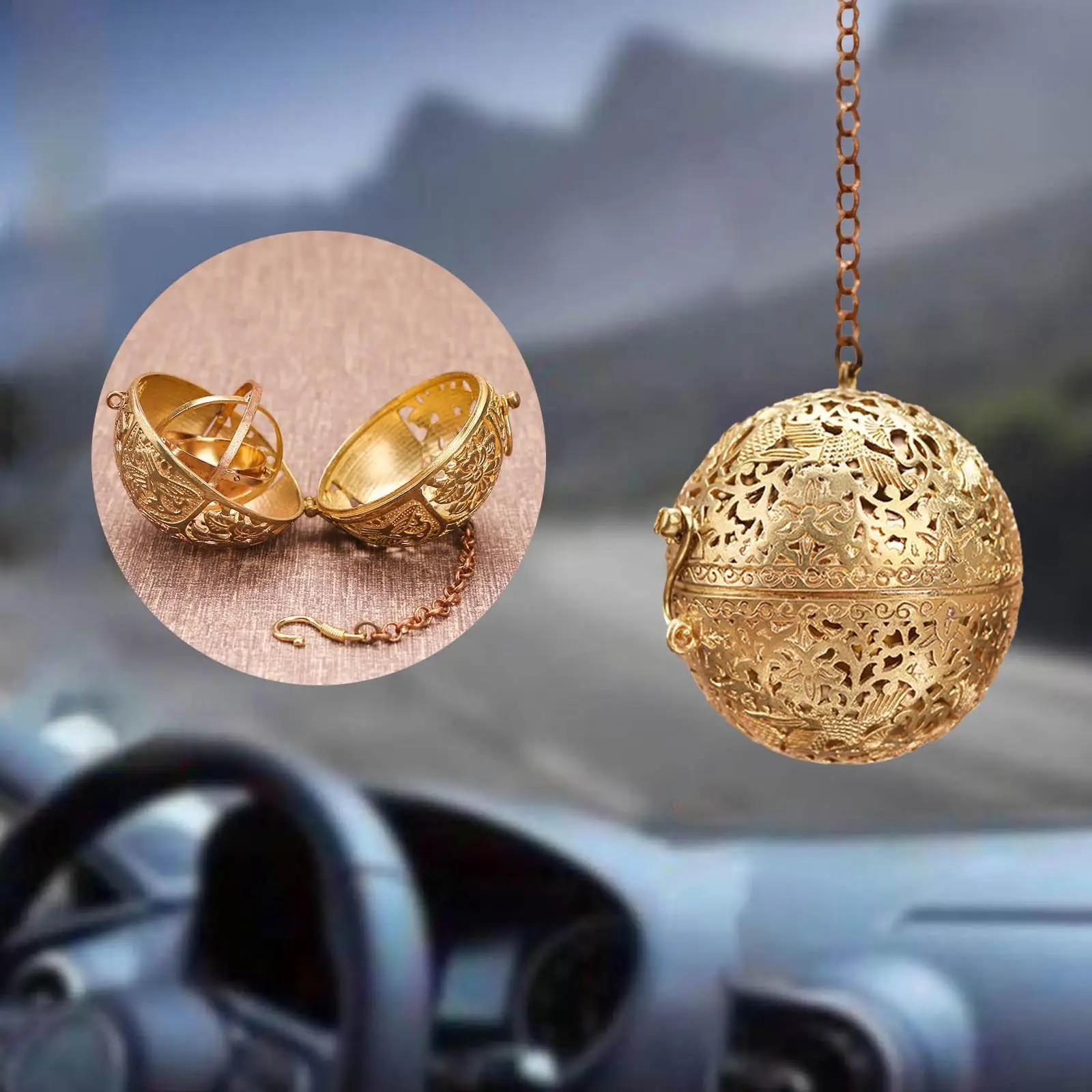 Creative Hanging Ball Backflow Incense Burner Hollow Drop Ball for Decor