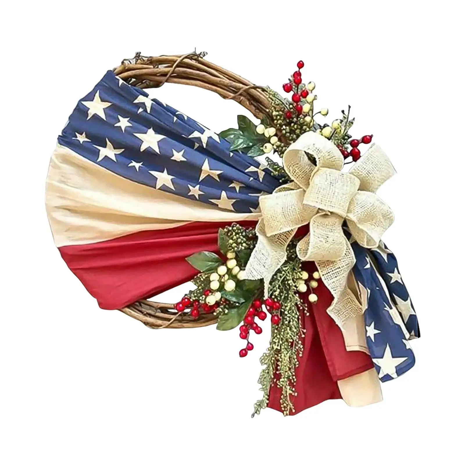 Patriotic Wreaths for Front Door Independence Day Hanging for Farmhouse