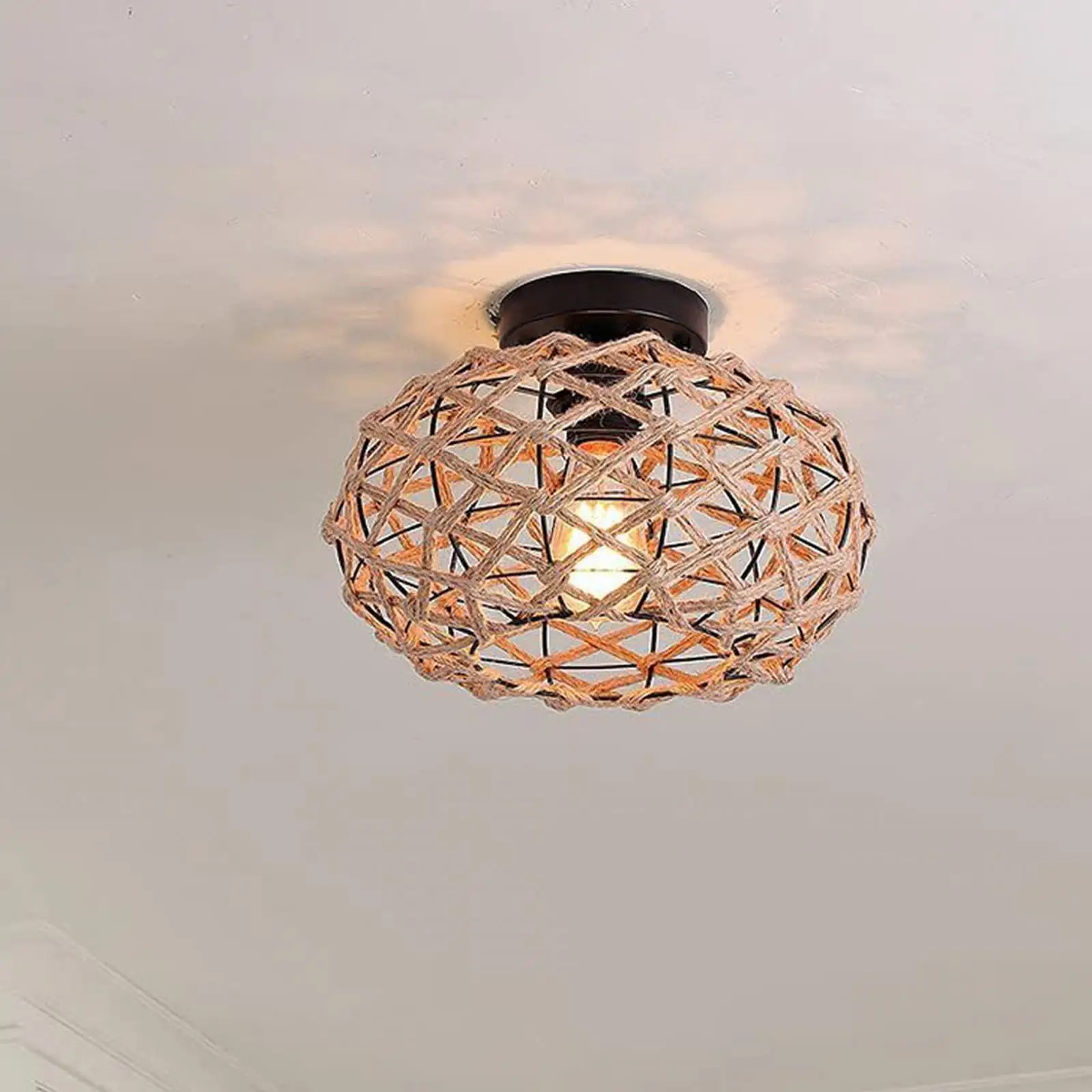 Woven Lampshade Floor Lamps Handwoven for Outdoor Kitchen Room