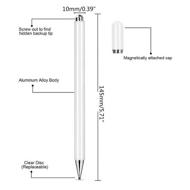 Lápiz capacitivo universal para pantalla táctil (paquete de 3 unidades  bidireccionales de alta sensibilidad) para iPad, iPhone, Android, Samsung