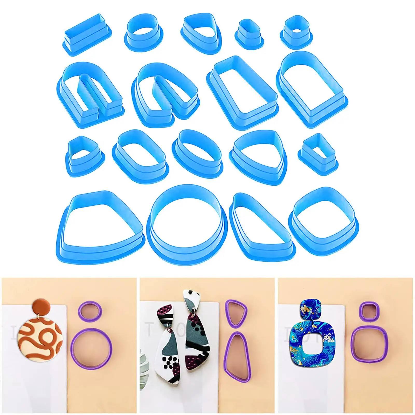 18 Pieces Plastic Polymer Clay Cutters Earring Making Kit Shapes Kids