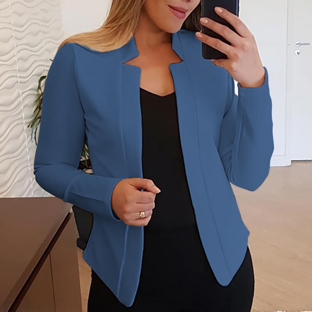 Title 3, Einfarbig Slim Fit Frauen Blazer Jacke Kerb Kra...