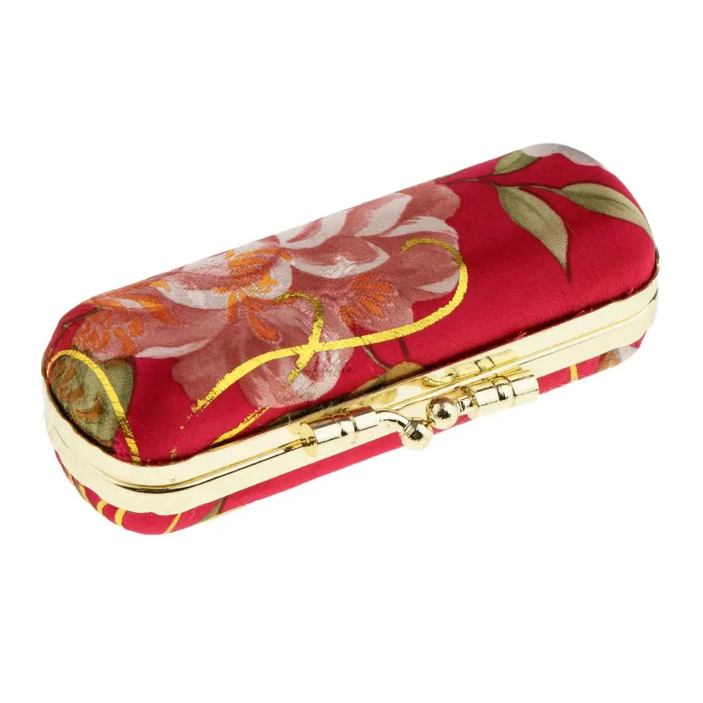 2pcs Beauty Embroidered Brocade Case Lip Balm Jewelry Holder Box