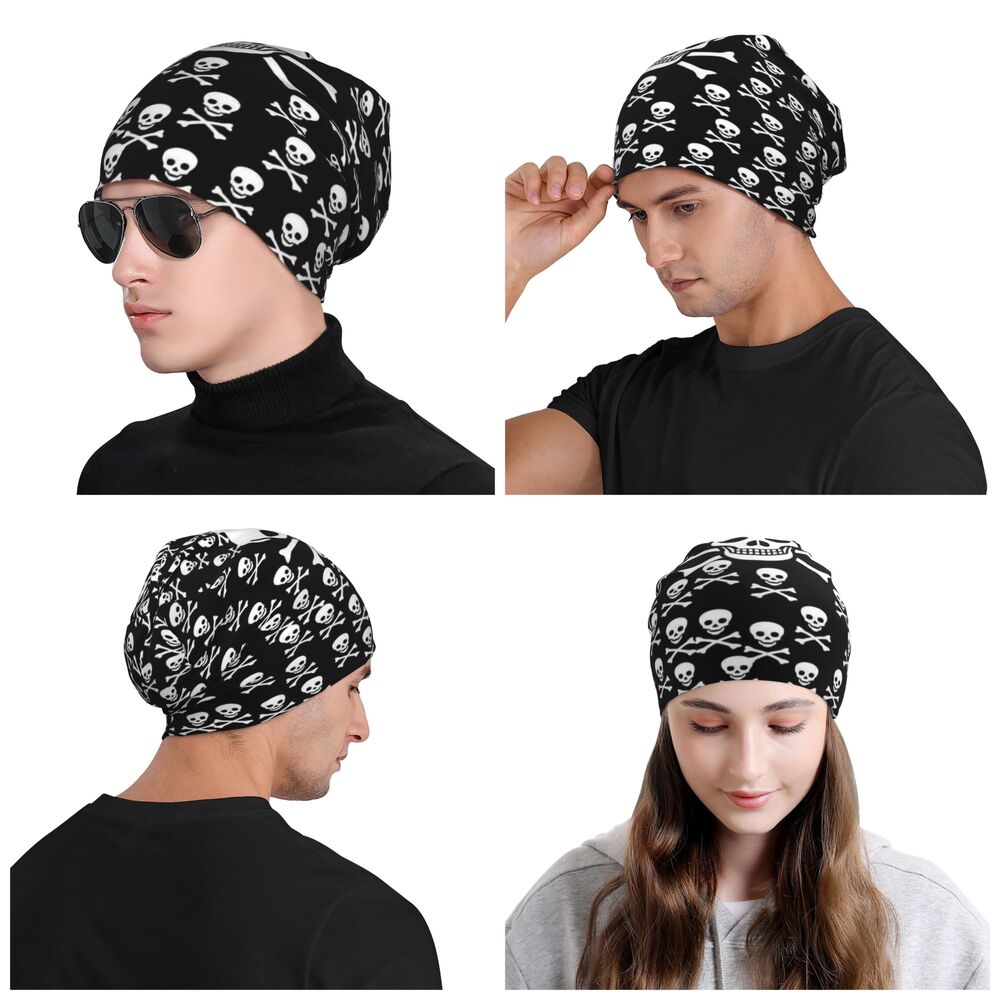 Benutzerdefinierte Schädel Druck Motorhaube Hüte Straße Stricken Hut Für Frauen Männer Winter Warme Horror Skeleton Tod Skullies Beanies Caps – Detail 6