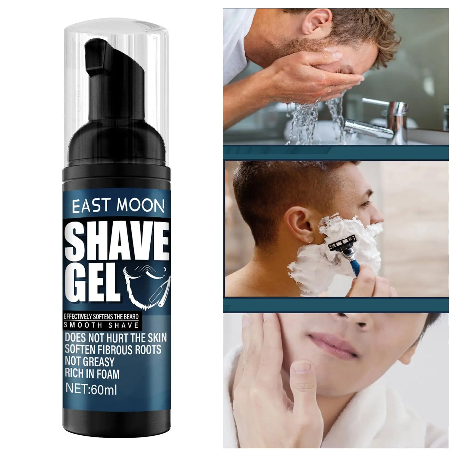 Shave Cream Shave Gel Natural Ingredients Soften Beard Refreshing Painless Thick Safe Slick Shaving Foam for Men Barber All Skin