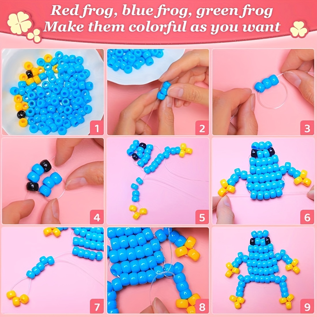 1000 Stück mehrfarbige Pony-Perlen mit großem Loch zum Basteln, Haarzöpfe und Armbänder, langlebige Kunststoffperlen für endlose Kreativität – Detail 4