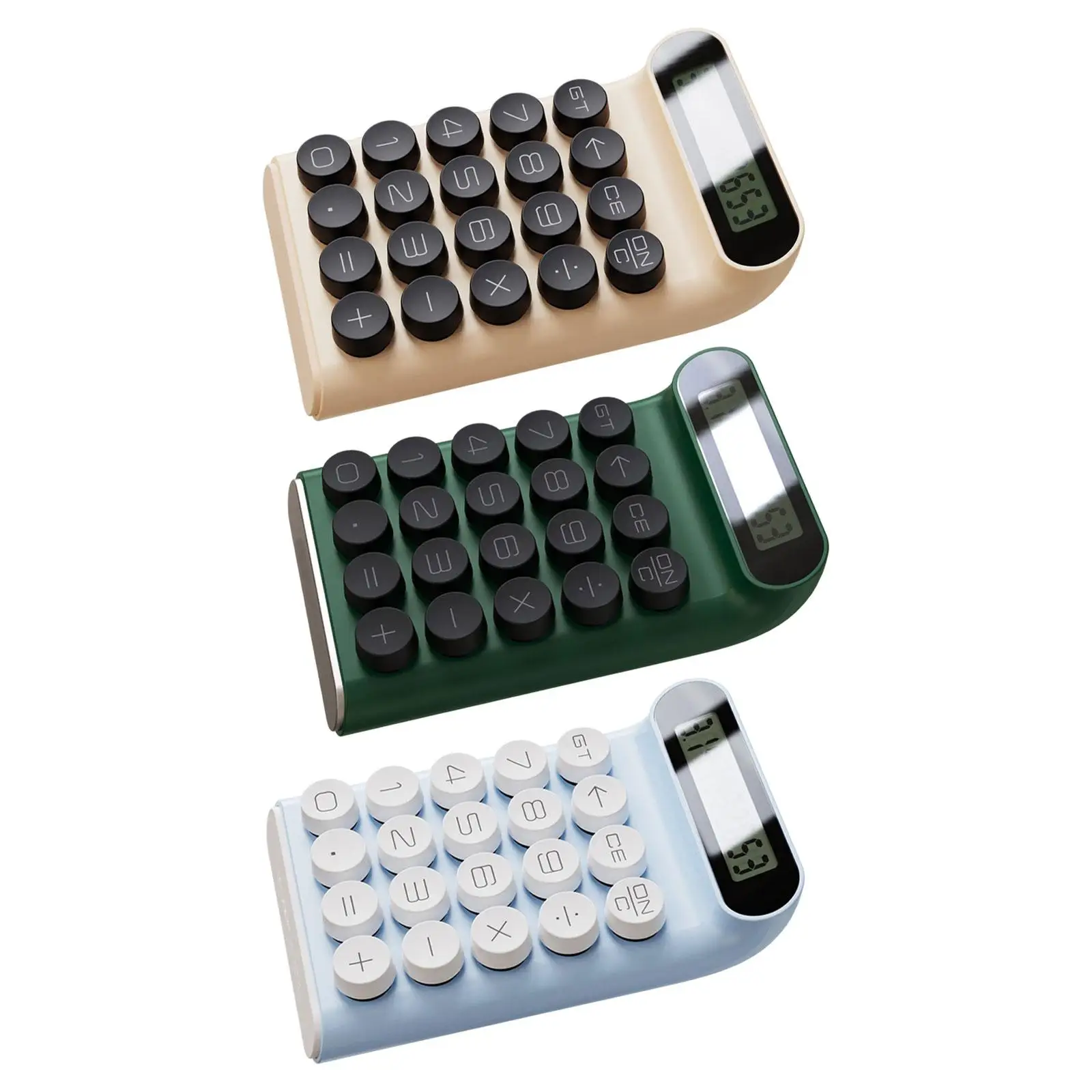 Mechanical Switch Calculator Retro Round Button Keys Sturdy Curved Corner Line and Edge Big Button Calculator Desktop Calculator