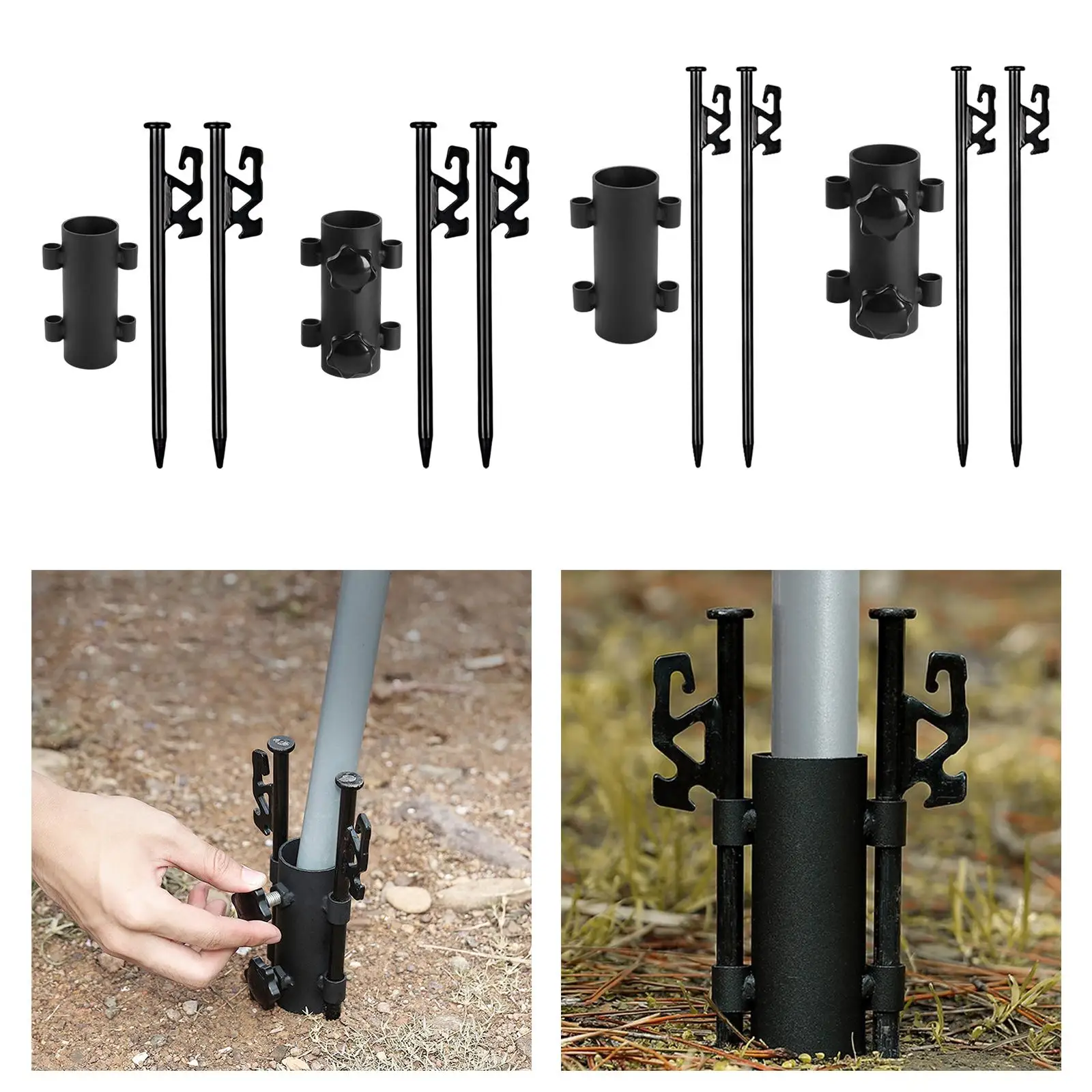 2Pcs Camping Tent Stakes Pins Spikes Heavy Duty Canopy Ground Nails Practical Tarp with Pole Fixed Tube for Outdoor Picnic