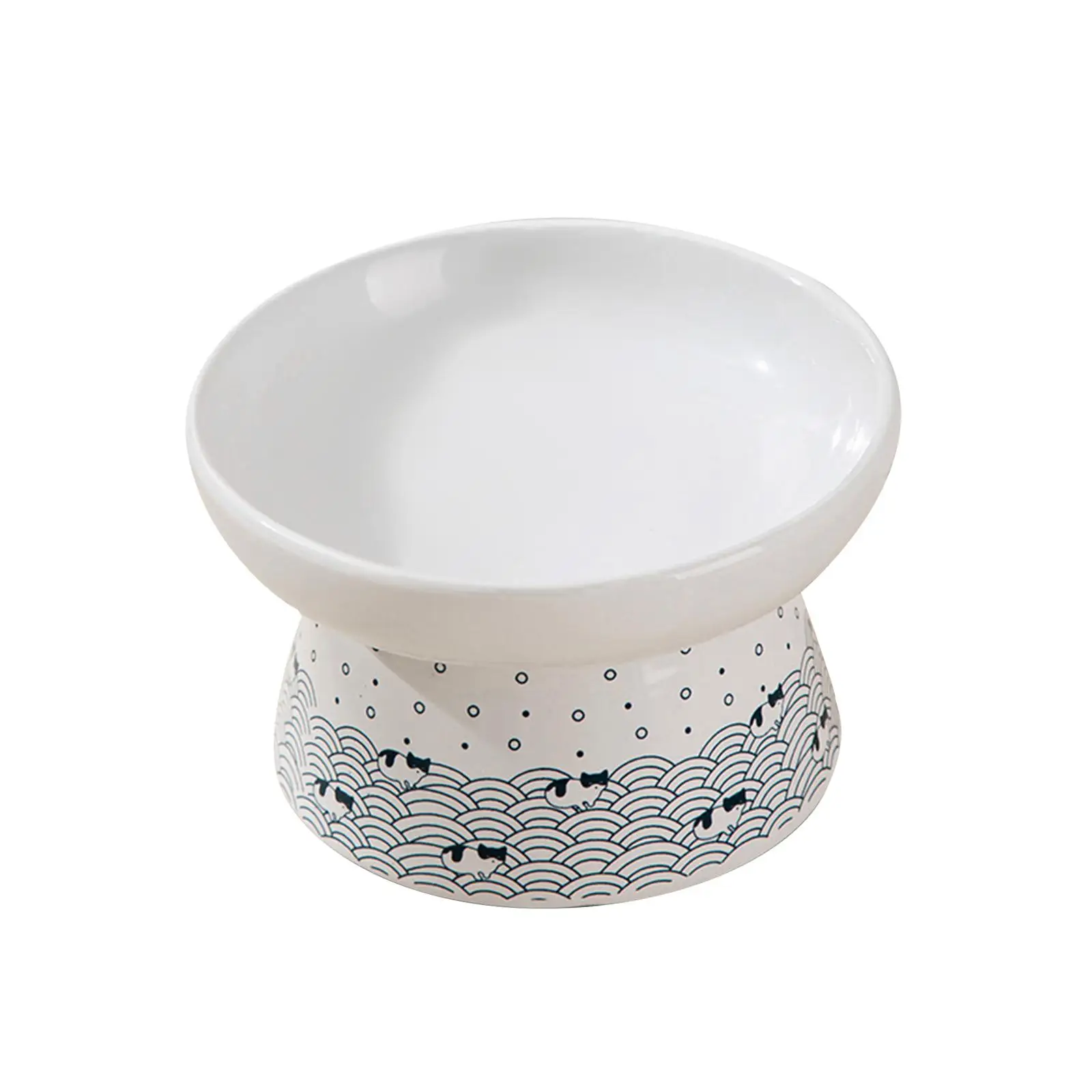 Ceramic Raised Cat Food Bowl dish Easily Wash Durable Adorable Pattern