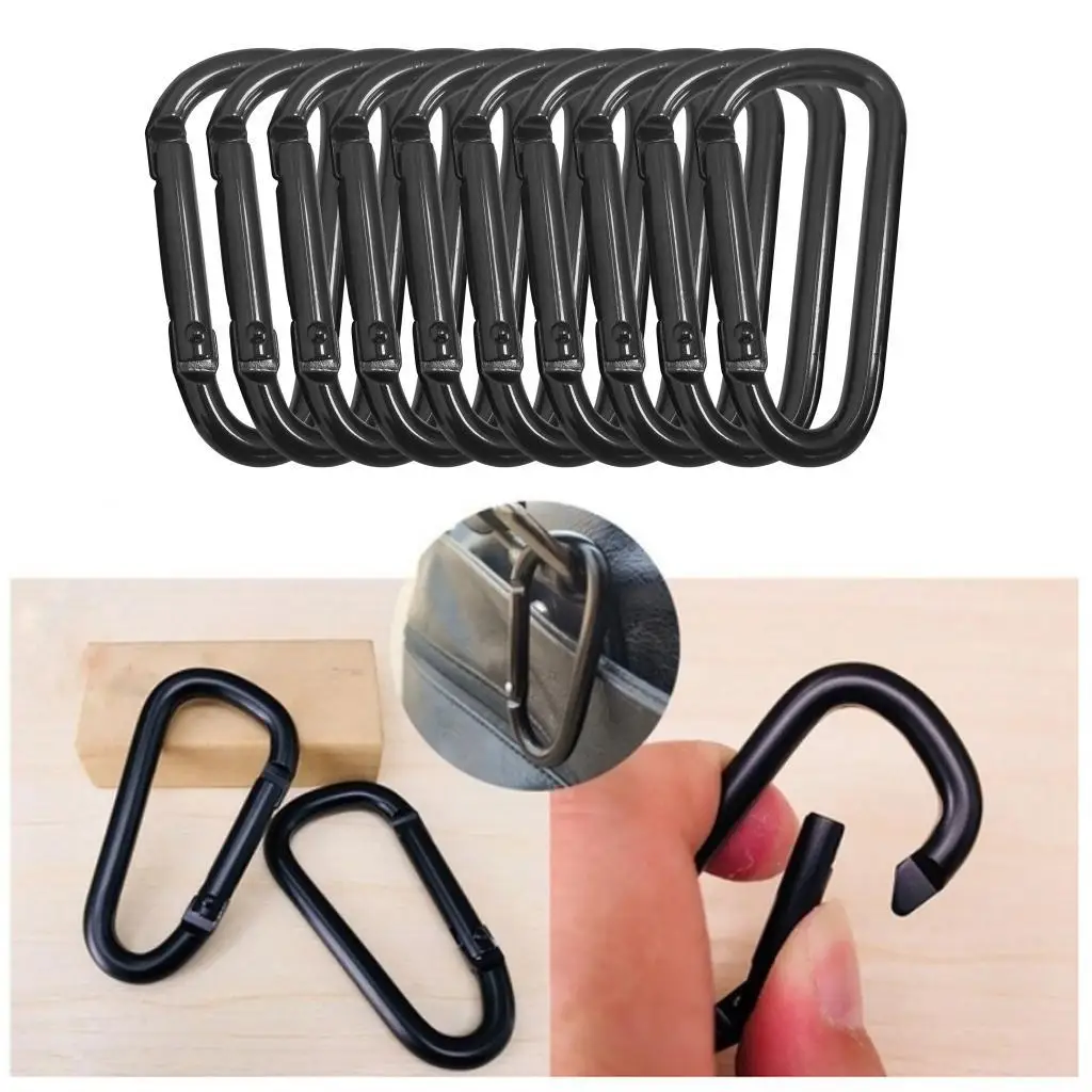 10PCS Aluminum Alloy Carabiner D Shape Buckle Set, Durable Key  Keychain