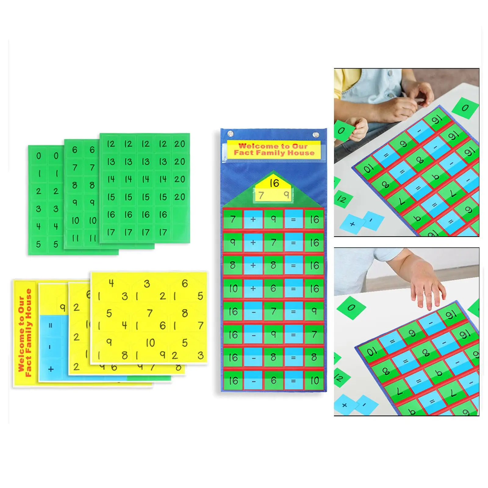 Daily Math Calendar Classroom Pocket Chart with 129 Cards Teaching Aid Math Activities Hanging Bag for 3 Years Old