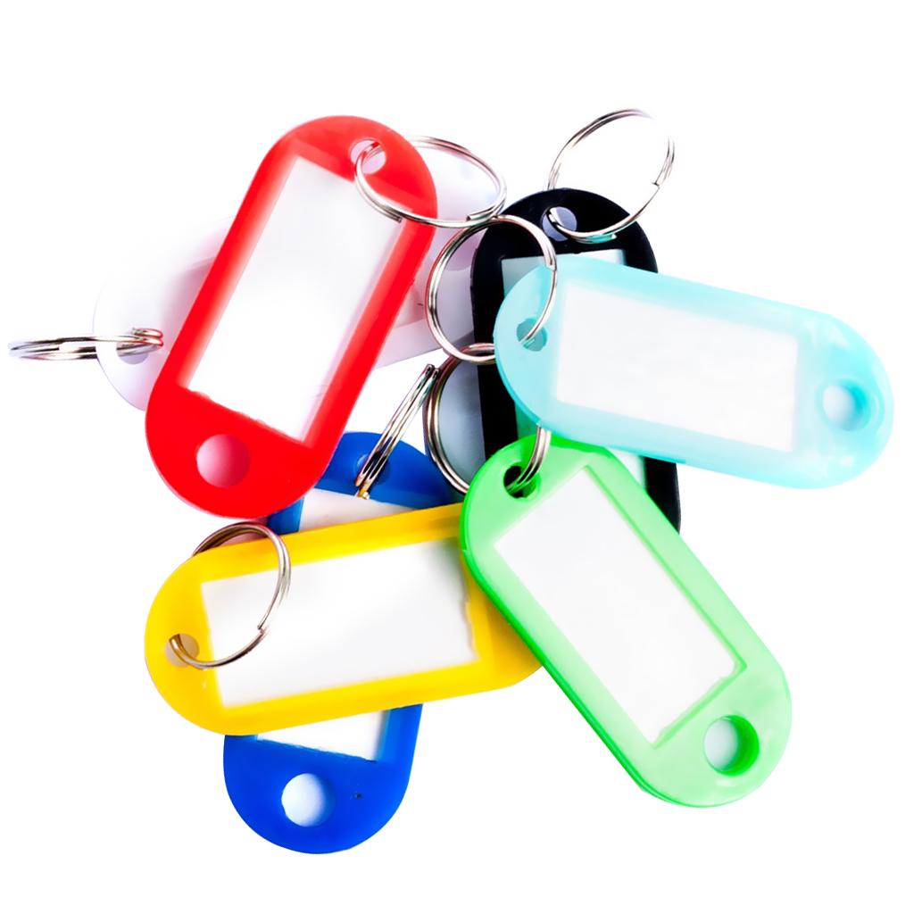 30x Assorted Colors Plastic Keychain Rings ID Luggage Name Tag