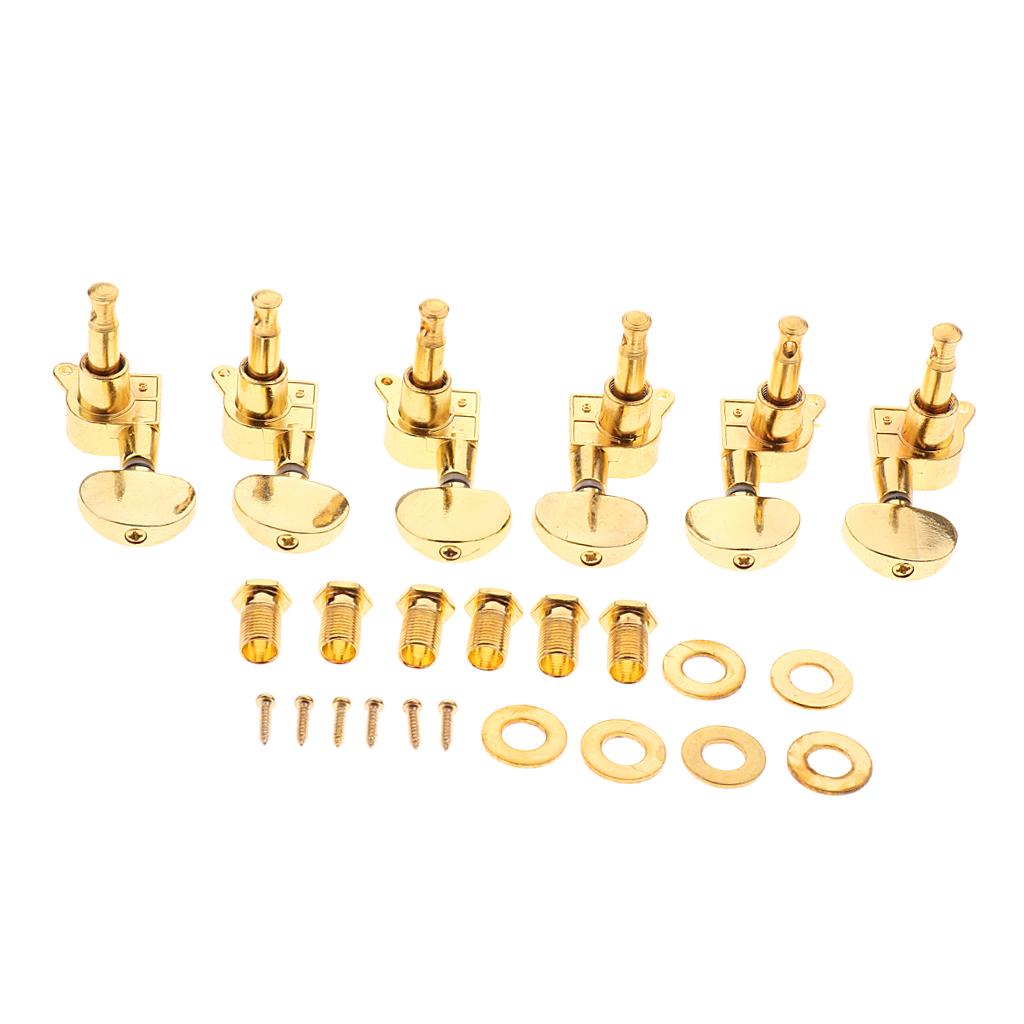 Gold Acoustic Guitar Mechanics 3R3L Tuner Tuning Peg Half Round Button