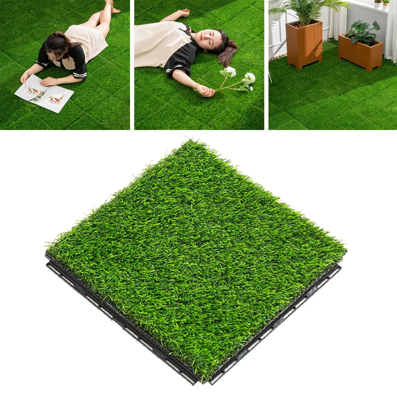 Simulation Artificial Grass Square Draining Floor Mat Grass Turf Grass Rug Realistic for Outdoor Flooring Patio Garden Accessory