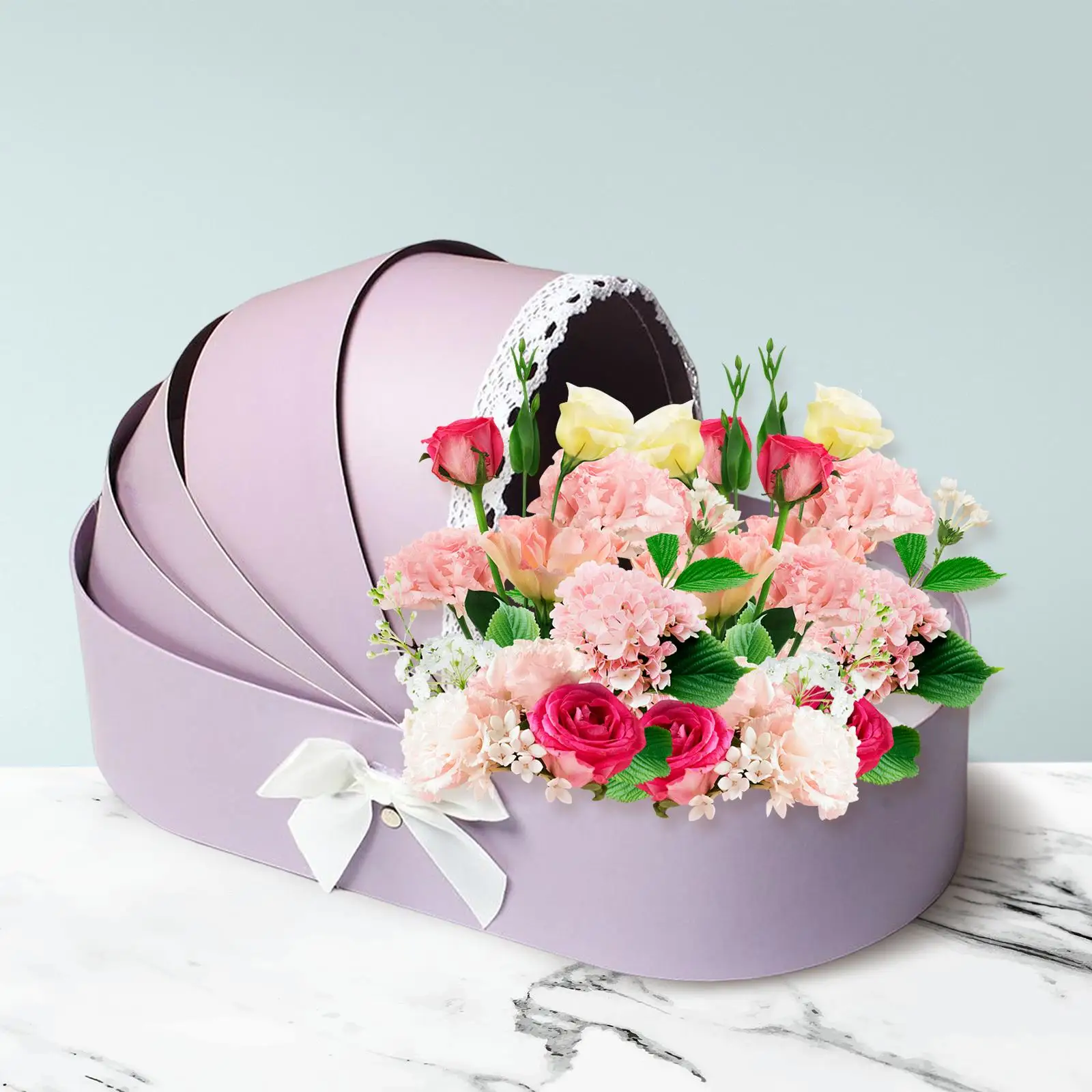 Lace Ribbon Flower Box Creative Gift Arrangement Basket Cradle Flower Packing Boxes for Home Decor Florist Supplies Wedding