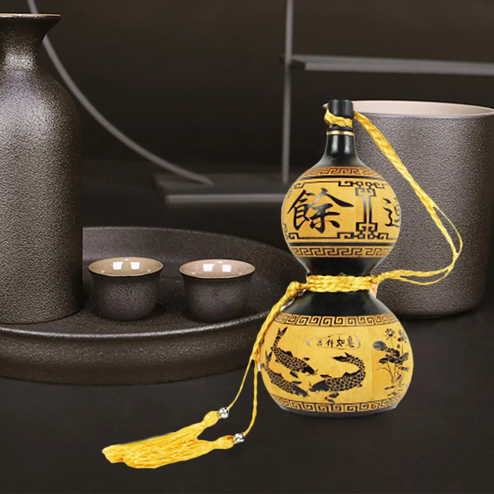 Decorative Water Bottle with Lid Gourd Water Bottle for Desk Home Decor