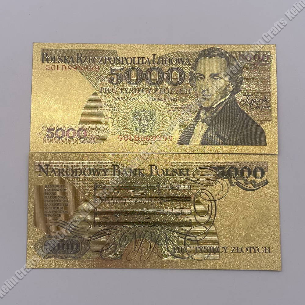 Description Picture 5 of itemNew 10 Designs Poland Gold Banknotes 2000 5000 10000 20000 50000 100000 200000 500000 PLN for Partriotism Crafts Collection Gift
