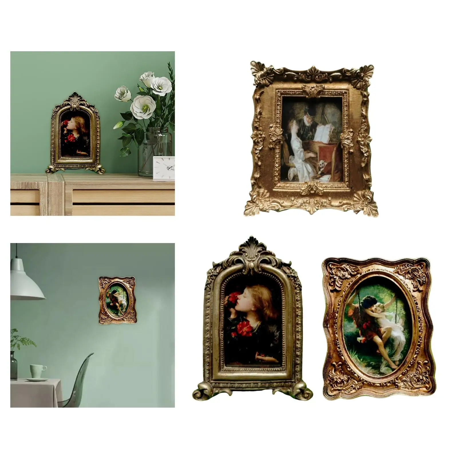 Vintage Style Picture Display Frame Tabletop Wall Hanging Creative Photo Holder for Office Banquet Desk Decoration Photo Props