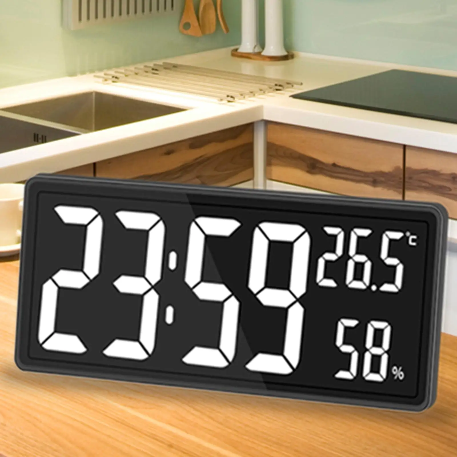 Large Digital Wall Clock with Indoor Temperature and Humidity for Office Gym