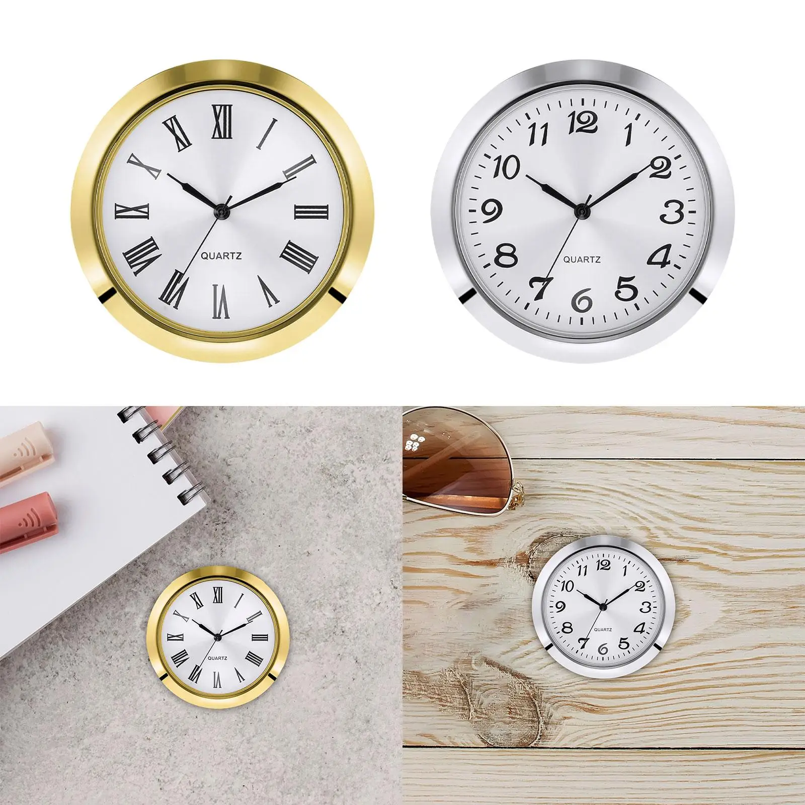 Clock Fit up Insert Easy Installation Classic Clock Craft Movement White Face Miniature Clock Mini Clock Insert 55mm Movement