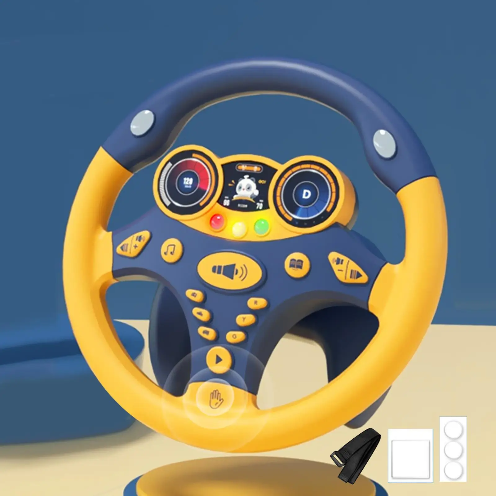 Toddlers Simulation Steering Wheel Toy Portable Pretend Play Toy Early Education Toys with Music Pretend Driving Toy for Kids