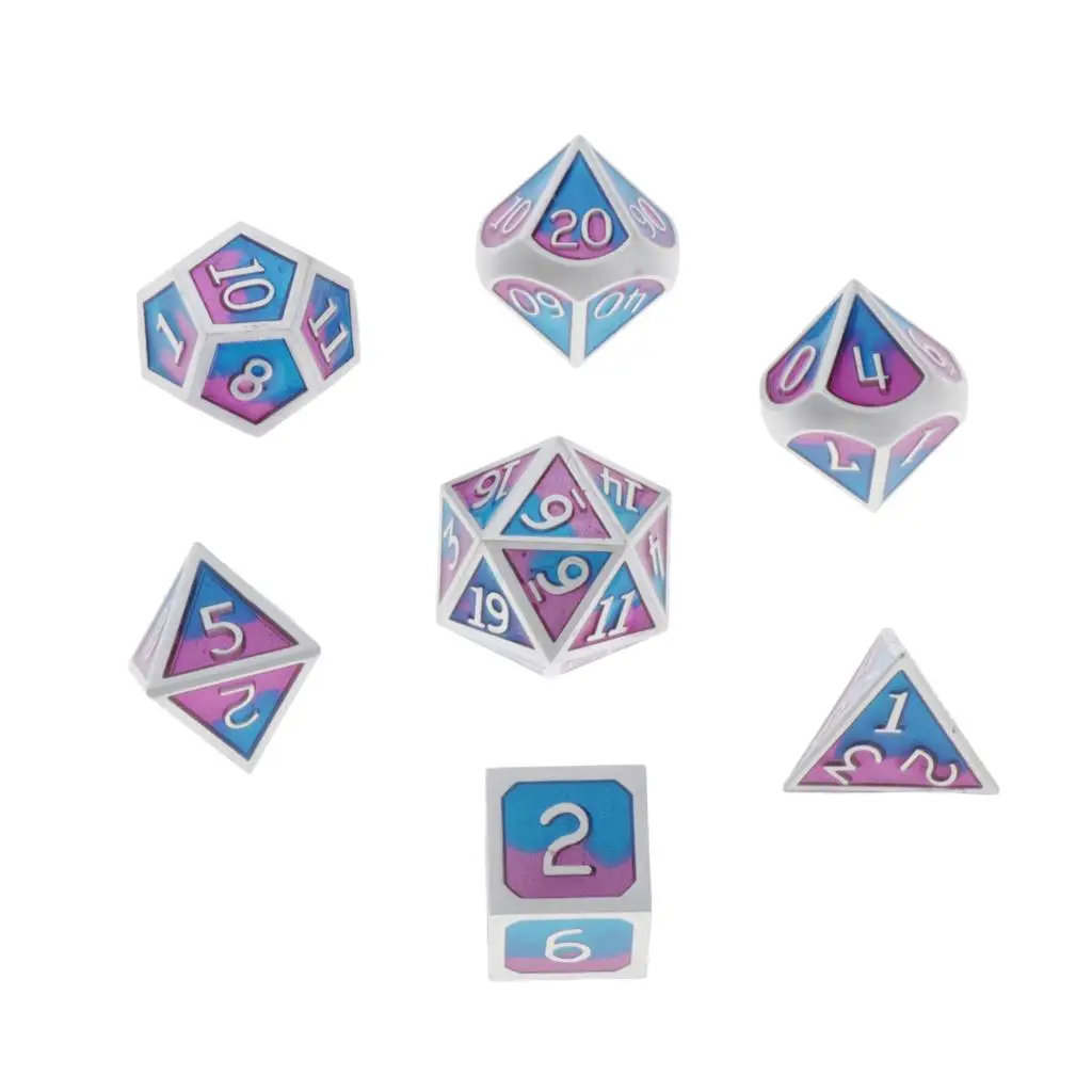 Metal Polyhedral Dice Set, 7Pcs Complete Dice Sets of D4 D6 D8 D10 D12 D20 Great for  and Dragons DND RPG MTG Games