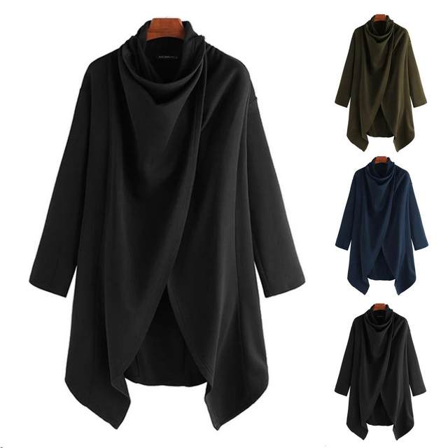 Poncho con capucha para hombre, manga larga, estilo punk, irregular,  rompevientos