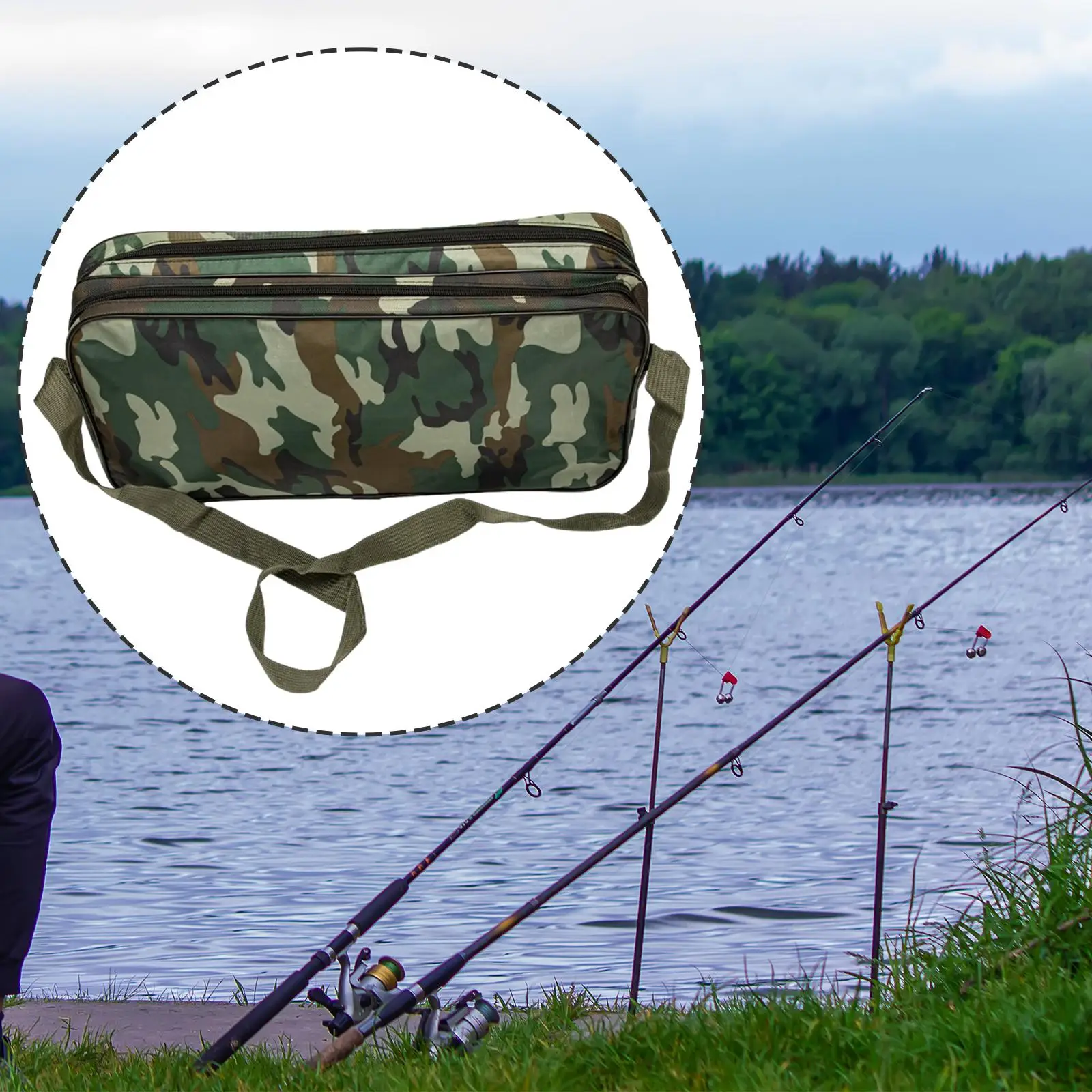 Fishing Tackle Bag Reel Lures Tools Bag Fishing Gears Multifunctional Zipper Closure Large Capacity Fishing Bag for BBQ Camping