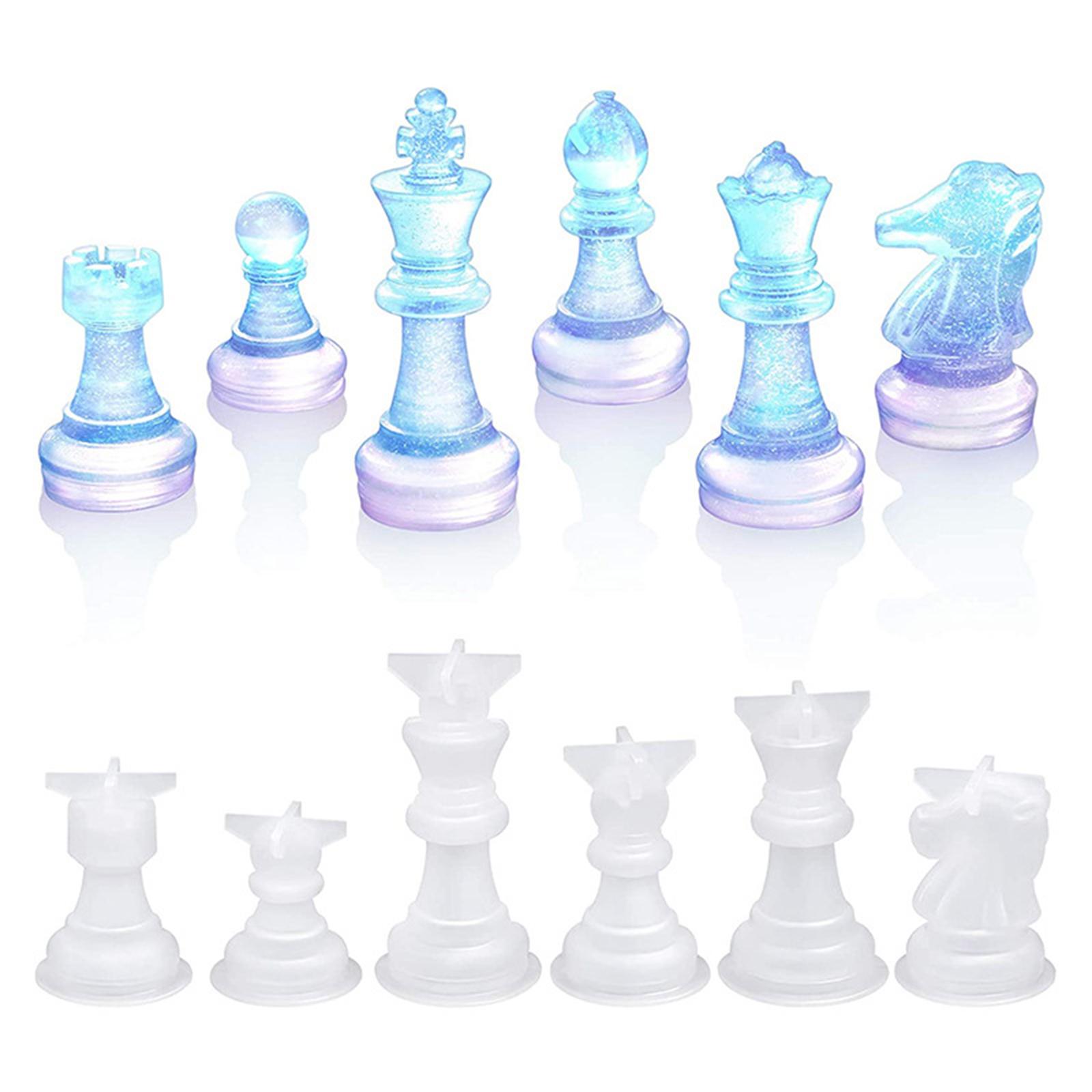 6Pcs International Chess Silicone Mold 3D Chess Resin Molds for DIY Crafts Making Family Party Christmas Gift Home Decoration