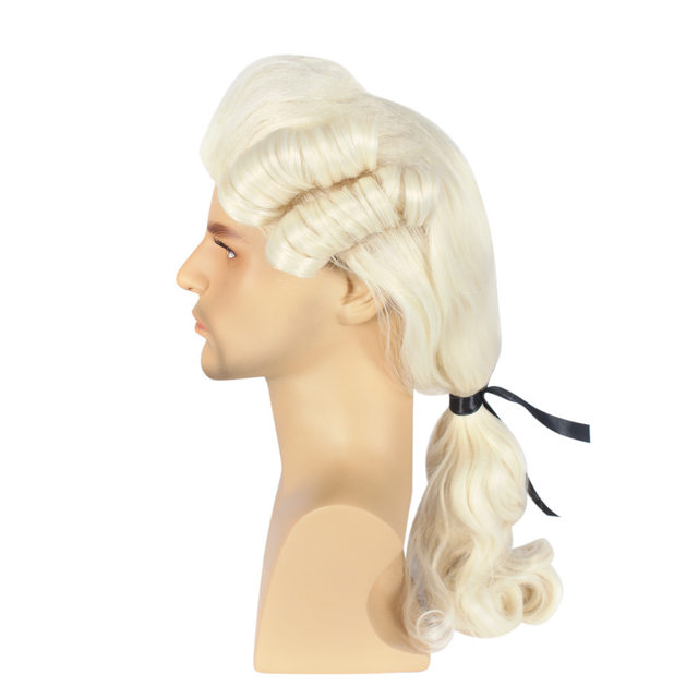 Peluca Barroca Gris Con Trenza Para Noble, Vampiro O Drácula – Disfraz De Carnaval Y Halloween