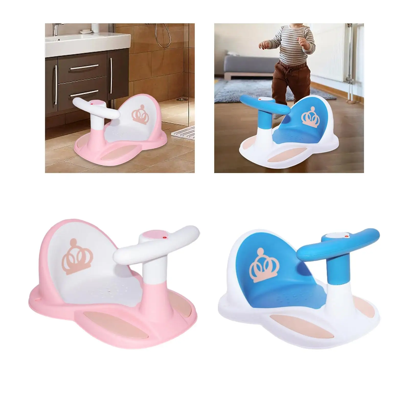Children Shower Chair Portable Bathroom Safety with Suction Cup Newborn Shower Seats Baby Bathtub Seat for Infants Kids Toddlers