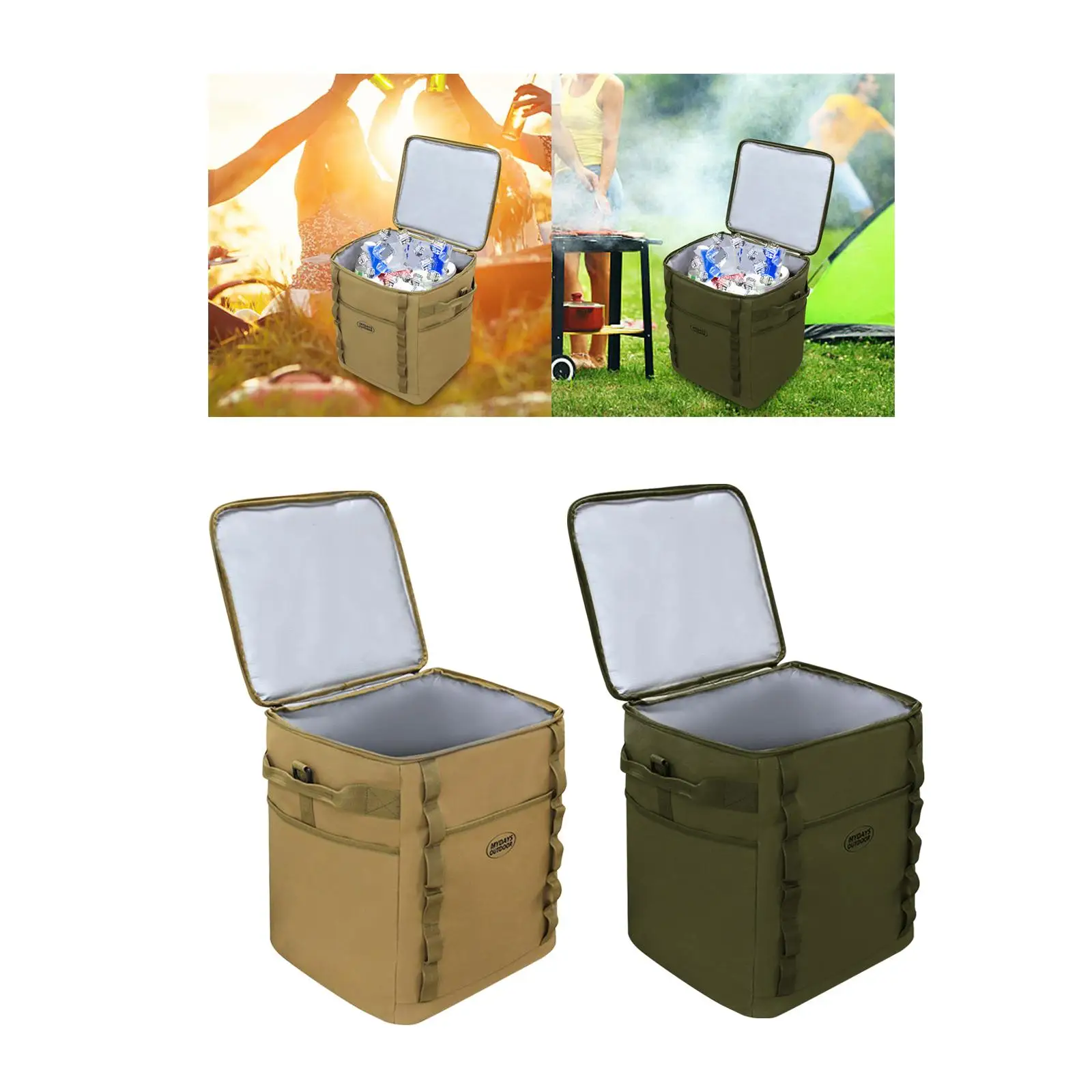 Camping Storage Bag Compact Basket with Handle Waterproof Storage Picnic Bag Cooler Bag for BBQ Camping Beach Hiking Women Men