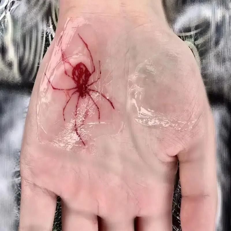 Rote Spinne Muster temporäre Tattoos für Frauen Arm sexy wasserdichte Tattoo Aufkleber niedliche Kunst dauerhafte Cartoon y2k gefälschte Tätowierung – Detail 6