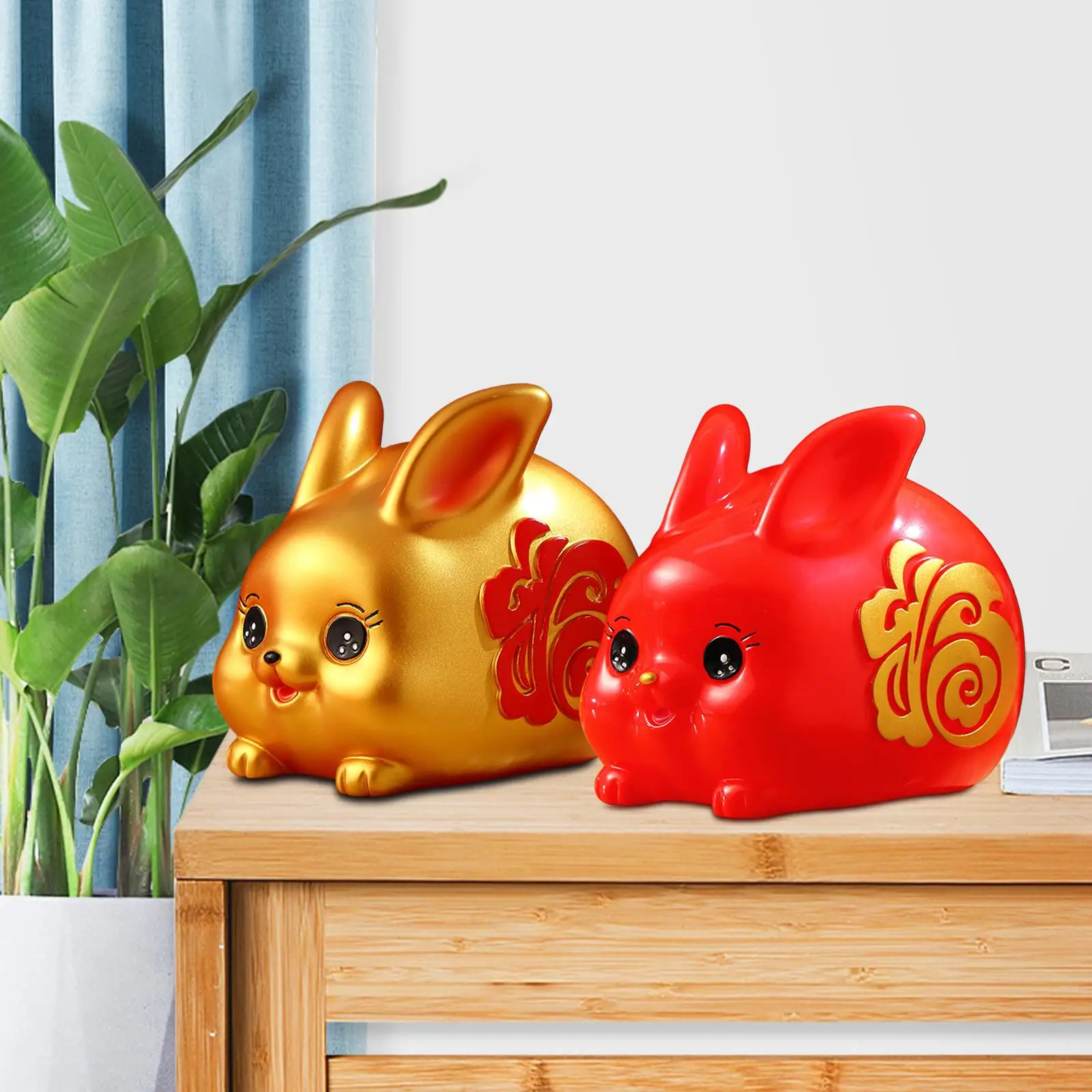 Lucky Rabbit Money Bank Bunny Figurines Change Container Decorative Sculpture Toys Ornaments Display Money Box for Household