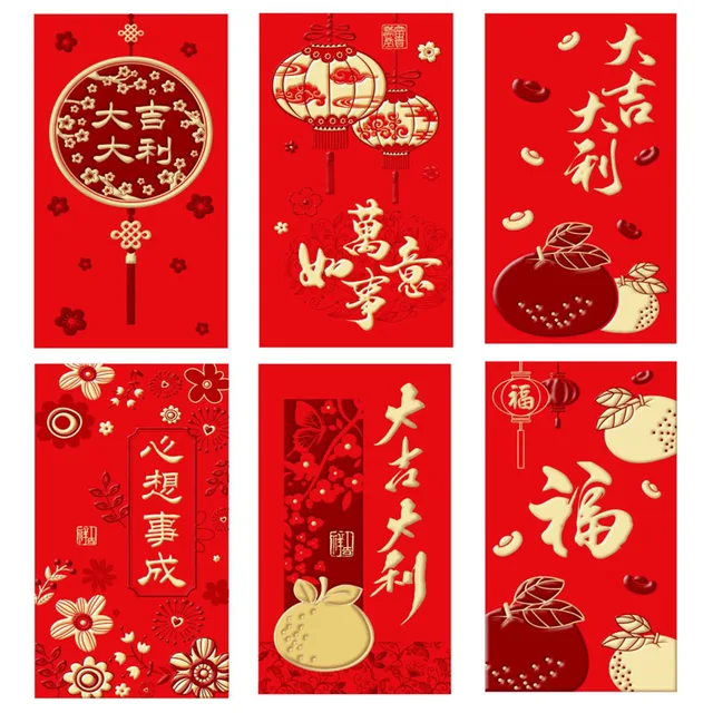 Ciieeo 12 Pièces Sac Enveloppe Rouge Enveloppes Rouges De Mariage  Enveloppes Du Nouvel An Chinois Sobres Para Dinero Enveloppes Porte-bonheur