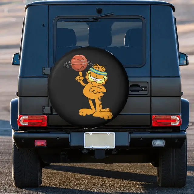 Garfields jogar basquete roda de reposição caso capa de pneu para jeep  pajero kawaii gato dos desenhos animados acessórios do veículo 14 15 16  17