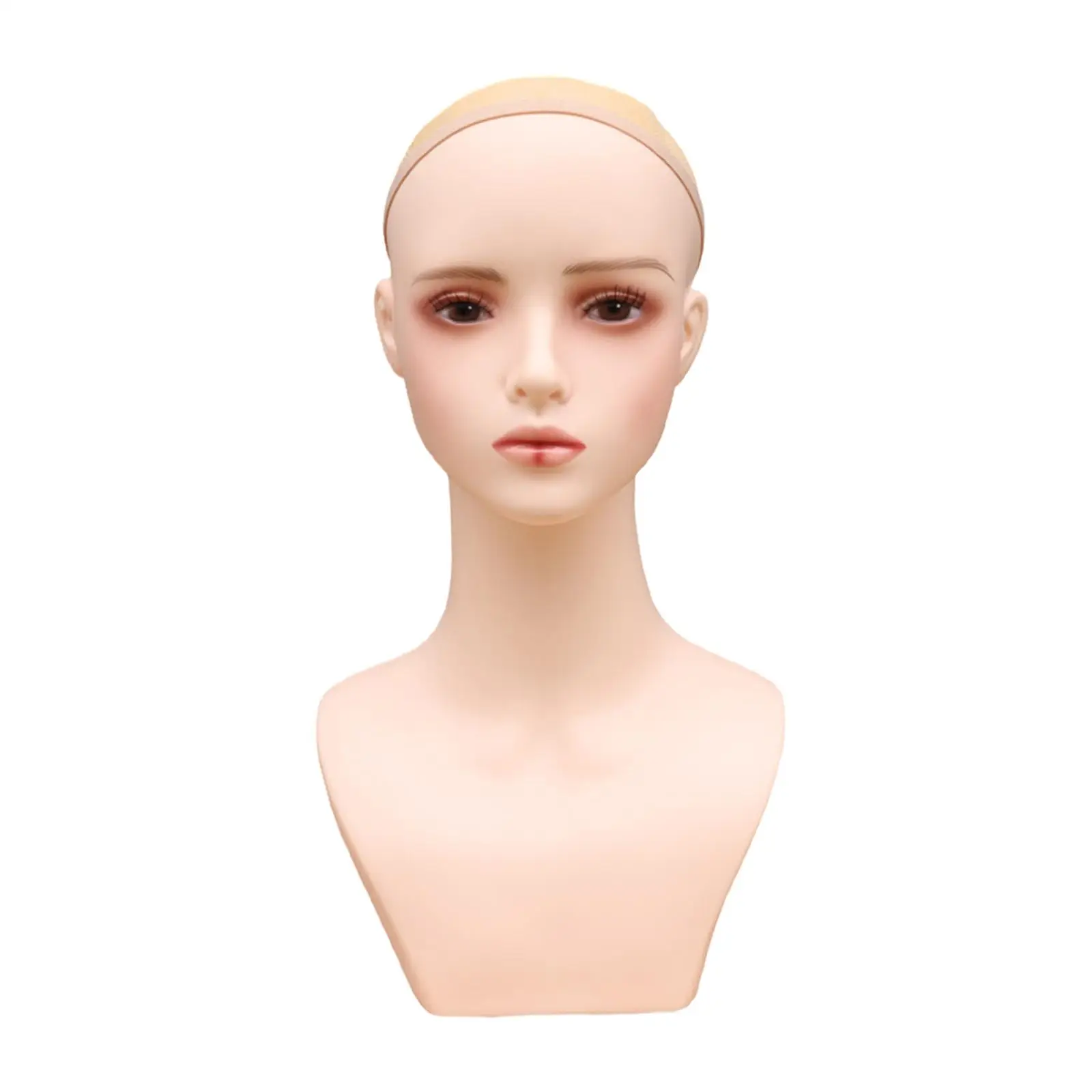 Female Bald Mannequin Head with Shoulder for Wigs Making Jewelry Earrings